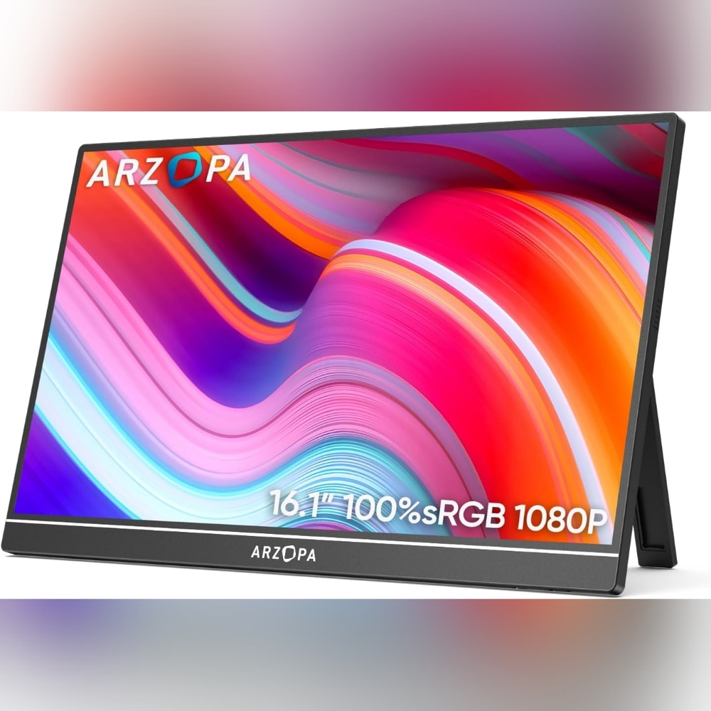 New ARZOPA Portable Monitor, 16.1" FHD 1080P with Kickstand